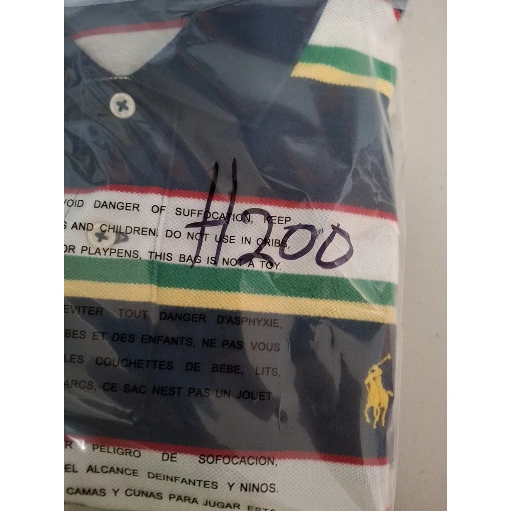 Polo Ralph‎ Lauren XL Striped Colorful Short Sleeve Polo Shirt Knit Cotton
